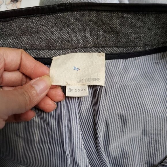 ❤️ 3 For $35 Boy by Band of Outsiders tweed leather trousers tapered pants 0 - Picture 8 of 10